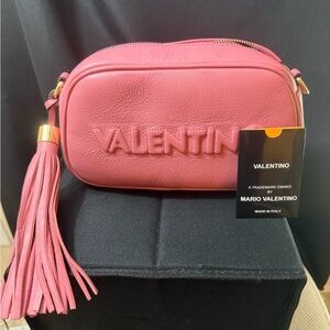 Valentino Pink Leather Crossbody Camera Bag with Tassel